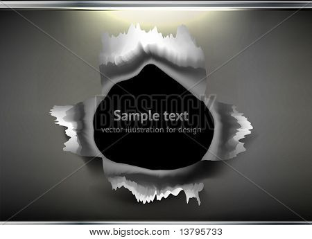 총알 구멍 및 테크노 디자인 금속 추상 배경에서 슬래시. eps 10