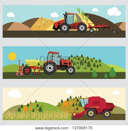 Agriculture and Farming. Agribusiness. Design elements for info graphic, websites and print media. Vector illustration.