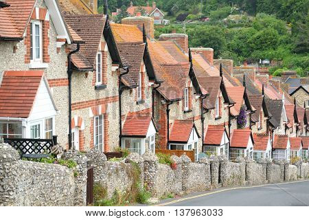 Teracced houses in Beer village in Devon England
