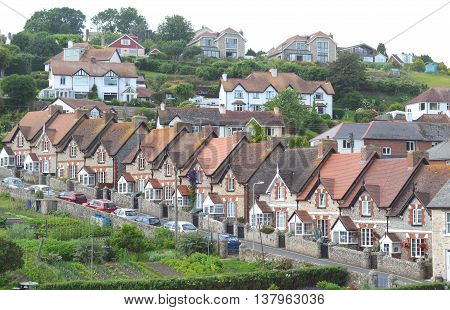 Teracced houses in Beer village in Devon England