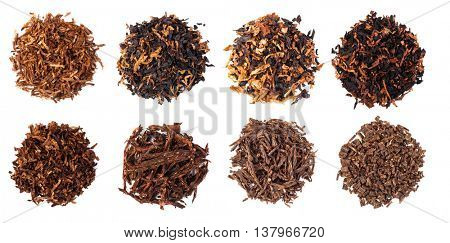 set dried smoking tobacco. Isolated on a white background.
