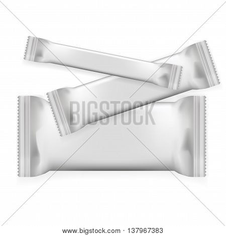 Realistic blank template packages for Sneek, chocolates candys. plastic pack set eps10 vector