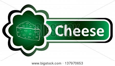 Green icon gradient food and inscription cheese