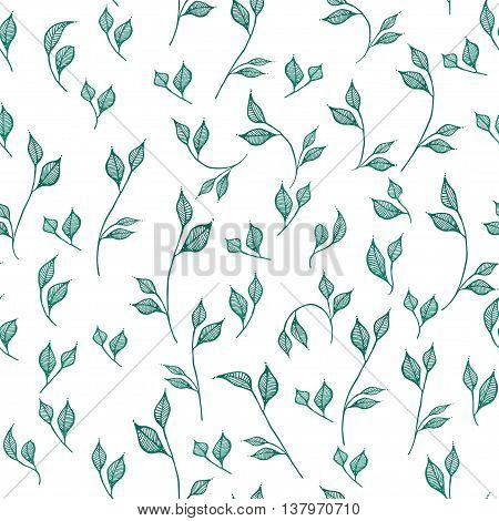 Seamless pattern with leaves. On a white background.
