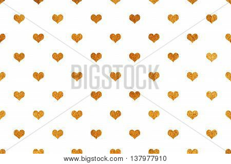 Golden Shining Texture With Hearts.