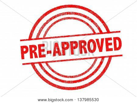 PRE-APPROVED Rubber Stamp over a white background.