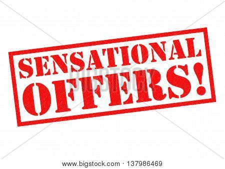SENSATIONAL OFFERS! red Rubber Stamp over a white background.