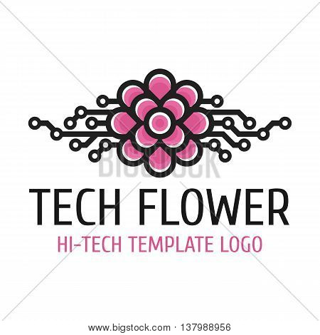 Vector logo template hi-tech development. Universal high-tech template logo flower.