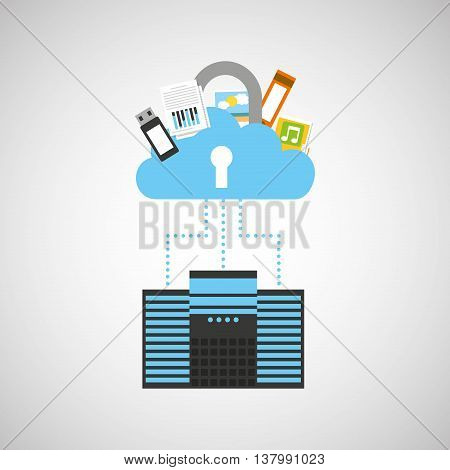 pc in the digita cloud vector, vector illustration