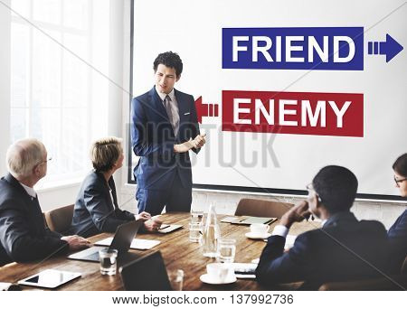 Friend Enemy Opposite Adversary Dilemma Choice Concept