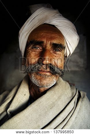 Indigenous Senior Indian Man Looking at the Camera Concept