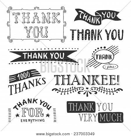 Thank You Lettering Set With Ribbons And Thank You Very Much Thank You For Everything Descriptions V
