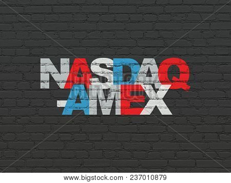 Stock Market Indexes Concept: Painted Multicolor Text Nasdaq-amex On Black Brick Wall Background