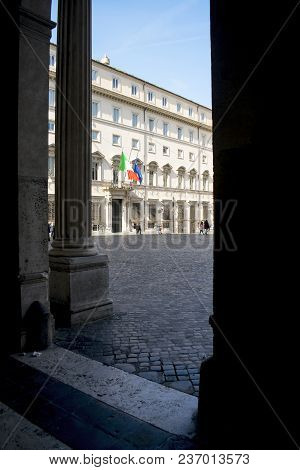 Chigi Palace In Rome Official Residence Of The Prime Minister Of The Italian Republic