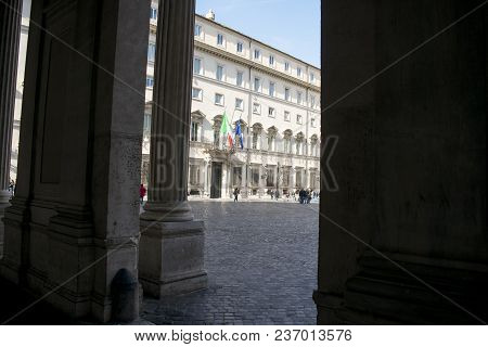 Chigi Palace In Rome Official Residence Of The Prime Minister Of The Italian Republic