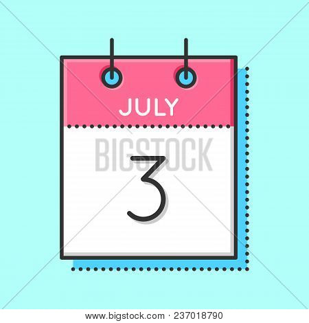 Vector Calendar Icon. Flat And Thin Line Vector Illustration. Calendar Sheet On Light Blue Backgroun