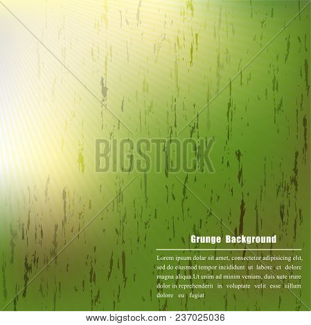 Grunge Backgroung On Green Color With Sunlight,vector Illustration