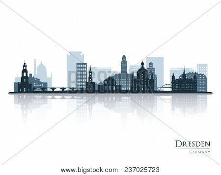 Dresden Skyline Silhouette With Reflection. Vector Illustration.