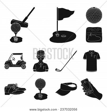Golf And Attributes Black Icons In Set Collection For Design.golf Club And Equipment Vector Symbol S