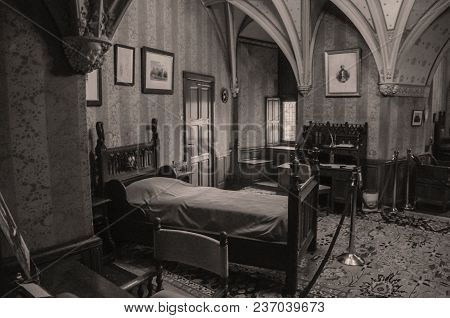 Utrecht, Northern Netherlands - June 28, 2017. Furniture In Luxurious De Haar Castle Bedroom, Near U