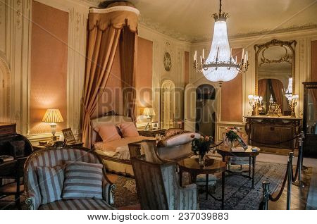 Utrecht, Northern Netherlands - June 28, 2017. Furniture In Luxurious De Haar Castle Bedroom, Near U