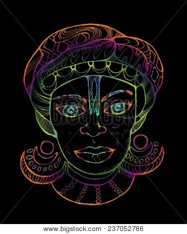 Colorful Illustration Of An African Woman With A Jug