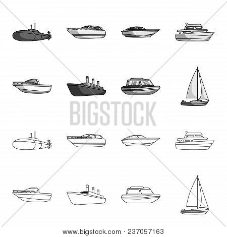 Protection Boat, Lifeboat, Cargo Steamer, Sports Yacht.ships And Water Transport Set Collection Icon