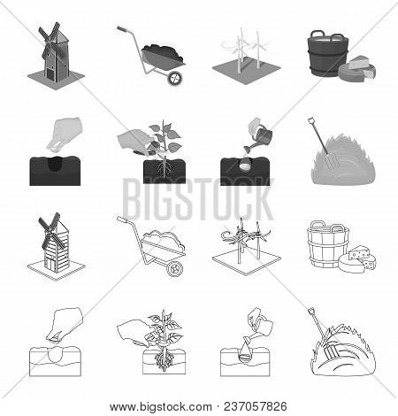 Garden, Ecology, Farmingand Other  Icon In Outline, Monochrome Style. Feed, Plot, Farmicons In Set C