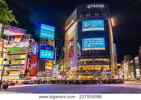 Shibuya Crossing Junction Famous Place  In   Tokyo , Japan