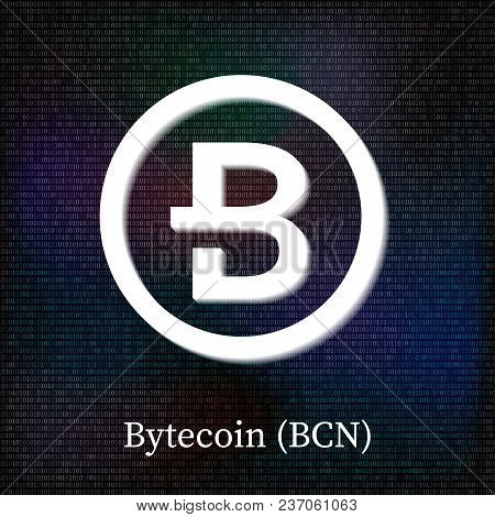 Bytecoin Symbol On Dark Binary Code Background. Cryptocurrency Icon. Virtual Digital Money. Blockcha