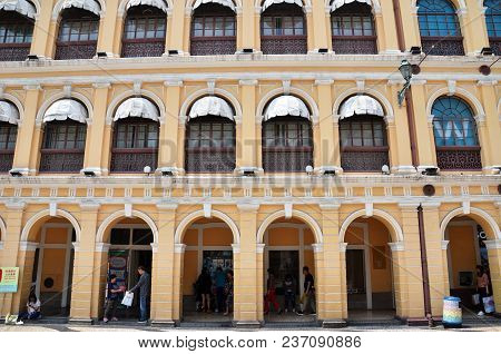 Macau, China- Mar 31, 2018: Historic Centre Of Macau-senado Square In Macau China. The Historic Cent