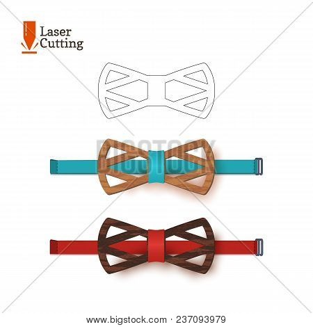 Laser Cut Bow-tie Template For Diy. Vector Silhouette For Cutting A Bow Tie On A Cnc, Lathe Made Of 