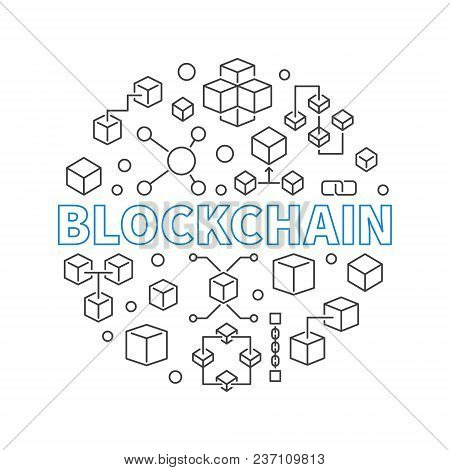 Blockchain Technology Modern Round Illustration Or Background Made With Block Chain Linear Concept I