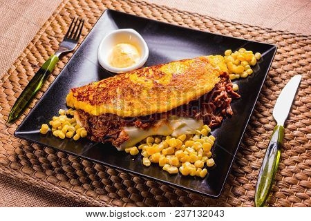 Cachapa, Corn Tortilla With Cheese, Meat And Butter