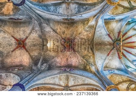 Barcelona - August 10: Ceiling Of The Gothic Church Of Santa Maria Del Mar In The Ribera District Of
