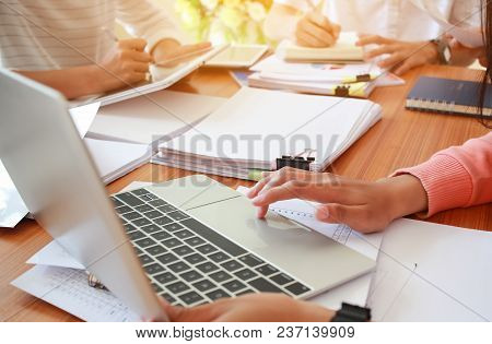 Co Working Team Meeting Concept: New Asian Genaration Business Working And Studying Together With Do