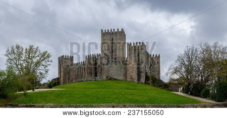 Guimaraes, Portugal - April 15, 2018 : Gray Day Next To The Castle Of Guimaraes, Portugal
