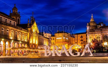 Braga, Portugal - April 20, 2018 : Early Evening In The European City Of Sport 2018 Braga, Portugal