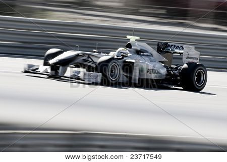 발렌시아, 스페인-2 월 1 일: F1 테스트-체스 테, 발렌시아, 스페인에서 2010 년 2 월 1 일에 니코 로즈버그