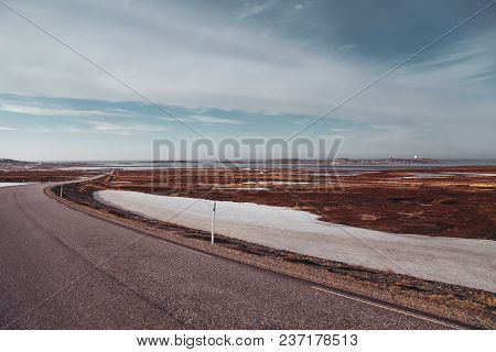 Small Norwegian City On The Island At The North East Part Of The Country