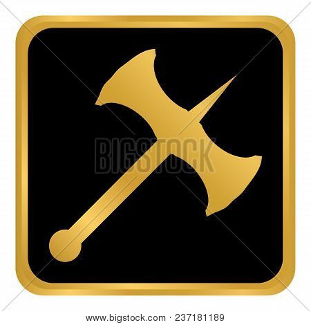 Battle Axe Button On White Background. Vector Illustration.