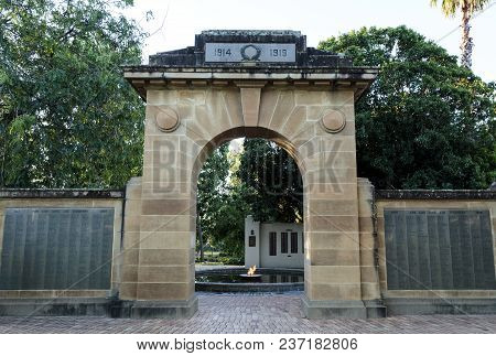 Wagga Wagga, Australia - March 20, 2018:  World War I Remembrance Memorail In The City Of Wagga Wagg
