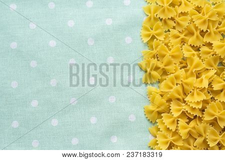 Farfalle Raw Farfallini Beautiful Decomposed Pasta With The Right, From The Side To The Green Peas T