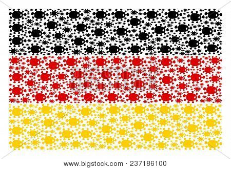 German Flag Composition Constructed Of Bacteria Design Elements. Vector Bacteria Pictograms Are Unit