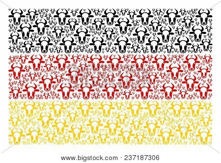 German State Flag Composition Made Of Cow Head Pictograms. Vector Cow Head Items Are Composed Into M