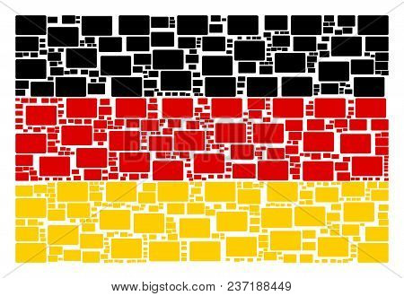 German Flag Pattern Combined Of Filled Rectangle Elements. Vector Filled Rectangle Items Are United 