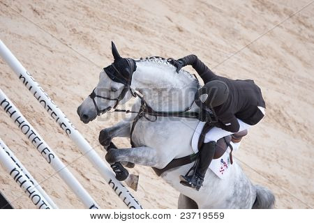 VALENCIA, Spanien - maj 8: Rider Laura Kraut, hest Tortola, USA i Global Champions Tour Valencia