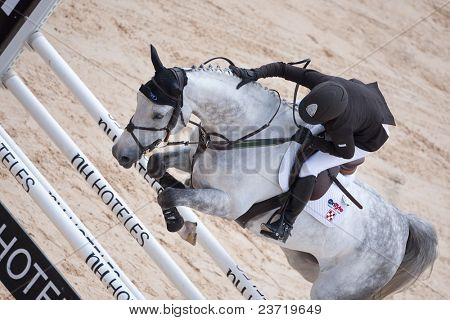 VALENCIA, Spanien - maj 8: Rider Laura Kraut, hest Tortola, USA i Global Champions Tour Valencia