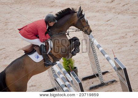 VALENCIA, Hiszpania - 8 maja: Rider Cayetano M. de Irujo, Horse Gold Edition, Hiszpania w globalnej Champio