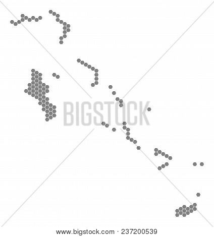 Gray Hexagon Bahamas Islands Map. Vector Geographic Map In Gray Color On A White Background. Vector 